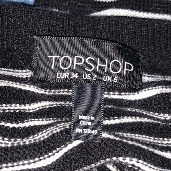 TOPSHOP - Black & white striped long sleeve top - Picture 4 of 4